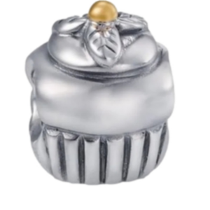 Pandora Cupcake Charm Sterling Silver+ 14 kt gold- 790417